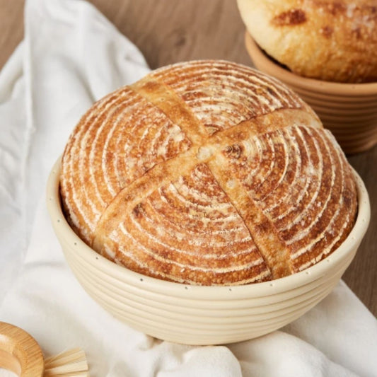 Sourdough loaf proofed in a Rocksheat banneton