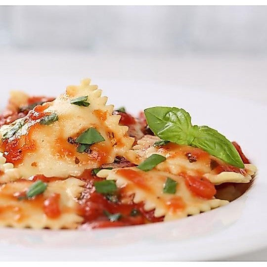 Ravioli plated