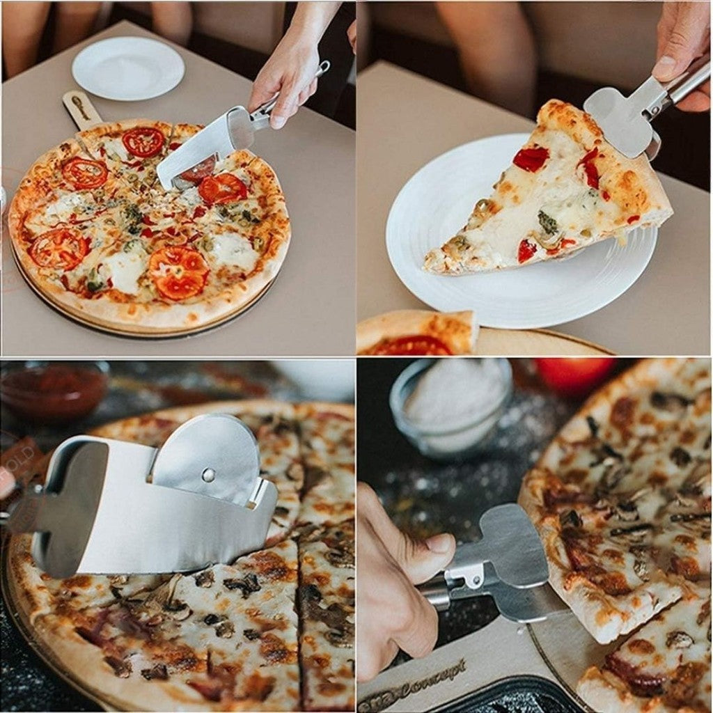 Cutting and serving pizza