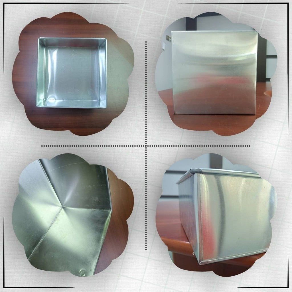 Aluminium square cake mould from different angles