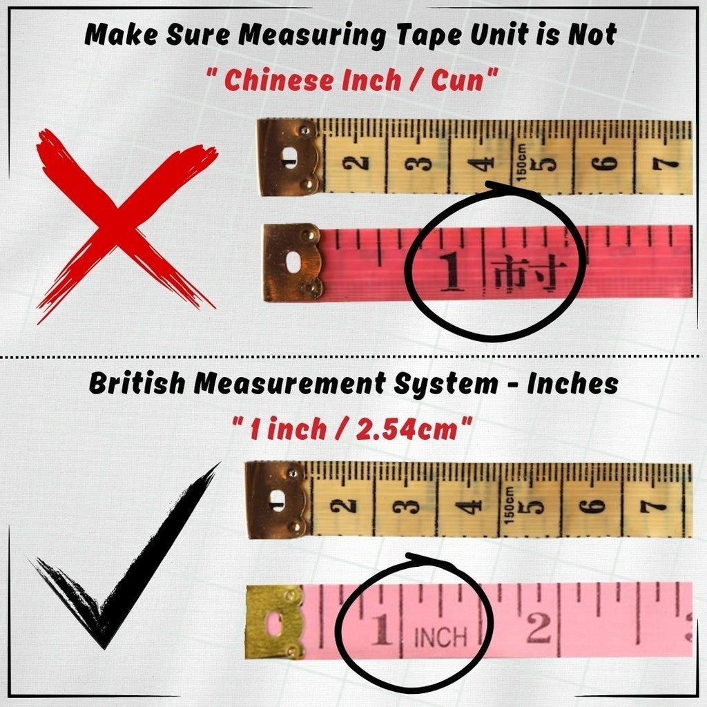 Sizes are in inches, not Chinese inch