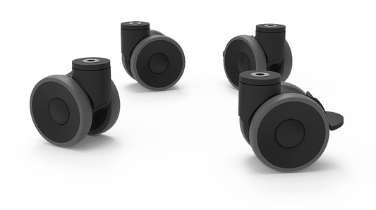 Unox They make cleaning easier. The kit includes 2 wheels with a brake, 2 wheels without a brake, and wall-mounting chains. Wheels must be built on the stand. XUC012.