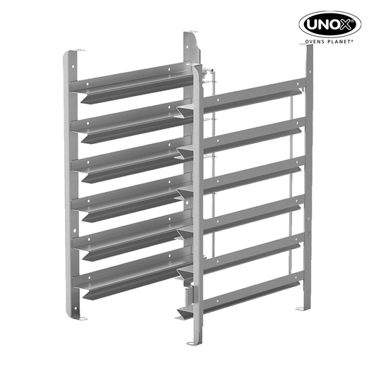 Unox It allows the use of GN 1/1 and 600x400 trays. TG990 tray not compatible with lateral supports. XUC054.