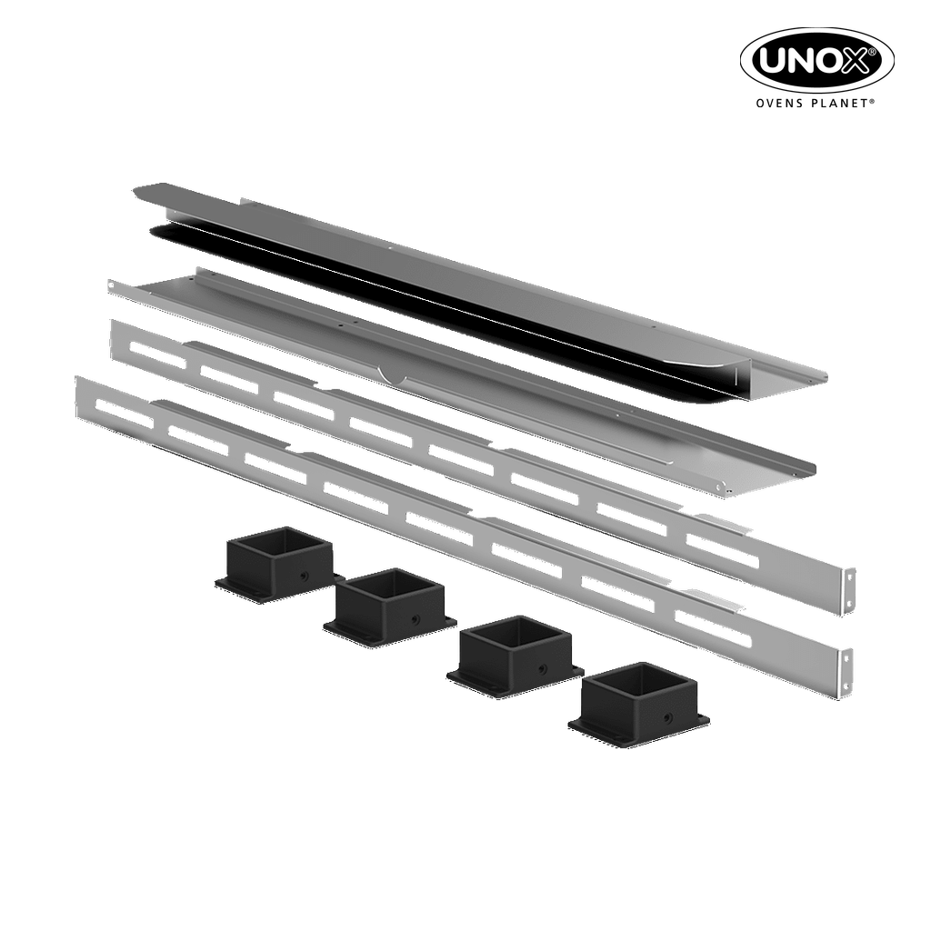 Unox It includes all the necessary parts for the correct installation of stacked BAKERTOP, DECKTOP and LIEVOX. XUC063.