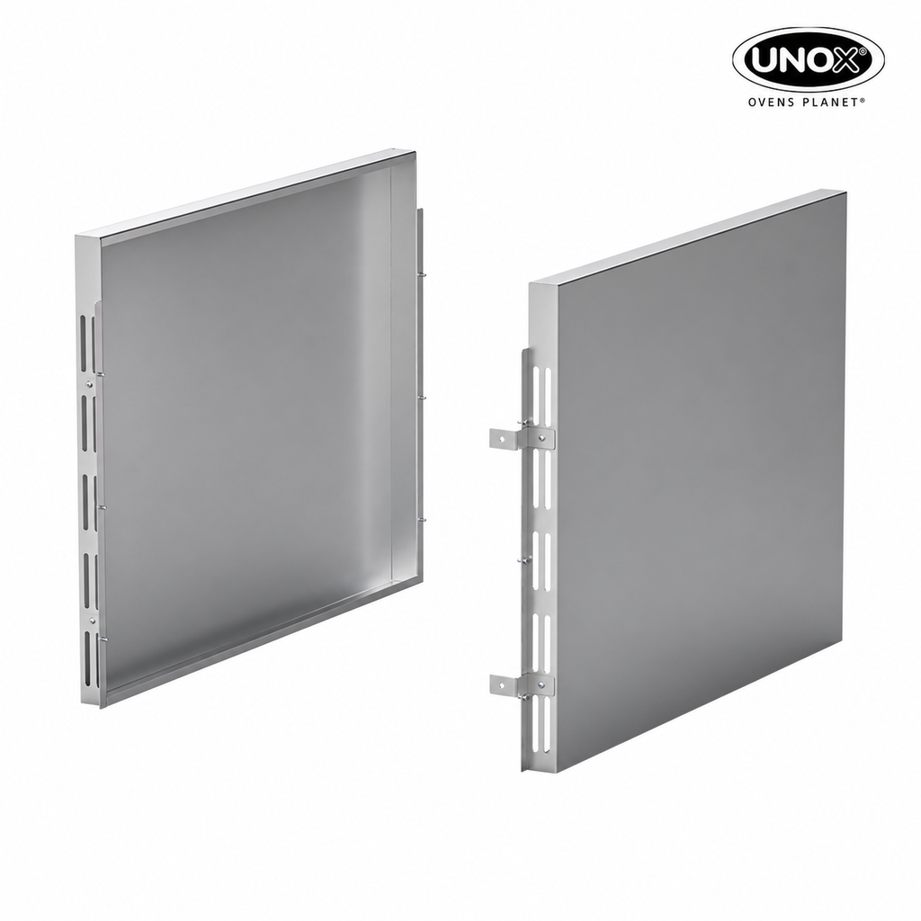 Unox Suitable for both sides of the oven. It makes it possible to reduce the distance between the oven and other heat sources (fryers, pasta cookers, stoves, etc.) to a minimum. XUC274.